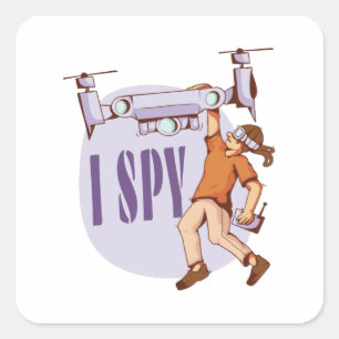 Sticker Carré J'espionne pour les pilotes de drones et les enfan