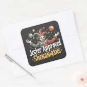 Sticker Carré Jester Approuvé Shenanigans Circus Clown (Enveloppe)