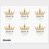 Sticker Carré JÉSUS arrive - Apocalypse 17:14 Foi chrétienne (Feuille)