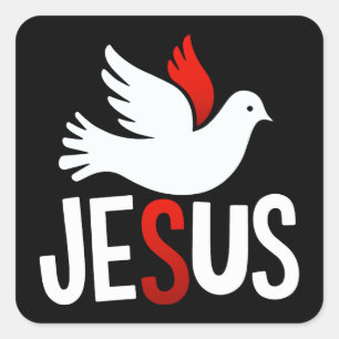 Sticker Carré Jésus avec colombe