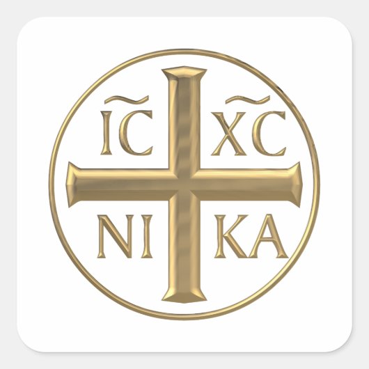 Sticker Carré Jésus Christ "3D" doré : Conquêtes (Devant)