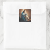 Sticker Carré Jésus Christ avec agneau (Sac)