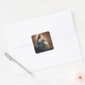 Sticker Carré Jésus Christ avec agneau (Enveloppe)