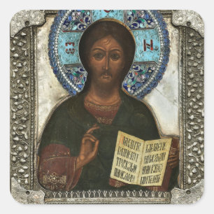 Sticker Carré Jésus-Christ Pantocrator, Seigneur de l'Univers Ic