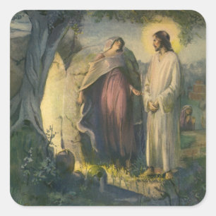 Sticker Carré Jésus-Christ ressuscité par le tombeau par ML Gree