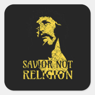 Sticker Carré Jésus Christ - Sauveur Pas Religion