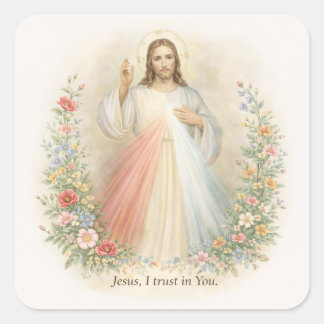 Sticker Carré Jesus Divine Mercy First Holy Communion