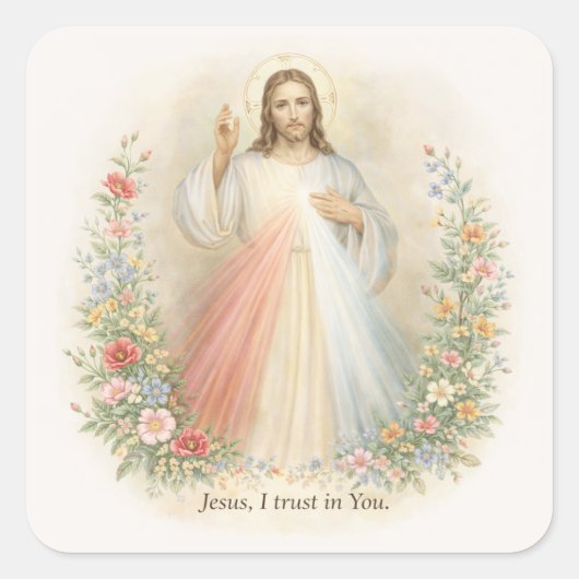 Sticker Carré Jesus Divine Mercy First Holy Communion (Devant)