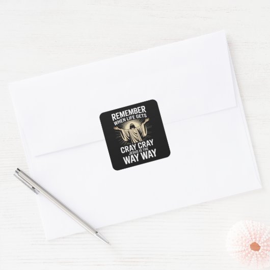 Sticker Carré Jésus Est La Façon Drôle De Noël Foi Religieuse (Enveloppe)