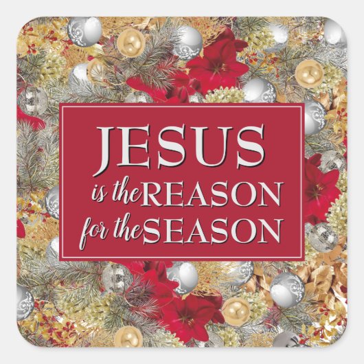 Sticker Carré JÉSUS EST LA RAISON DE Noël (Devant)