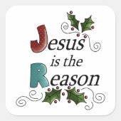 Sticker Carré Jésus Est L'Autocollant De La Raison (Devant)
