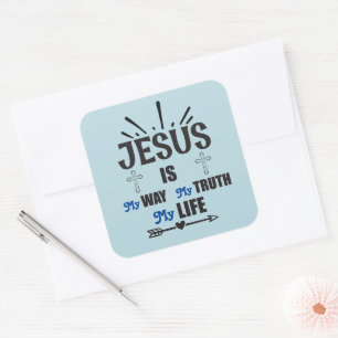 Sticker Carré Jésus est mon chemin Ma vérité Ma vie