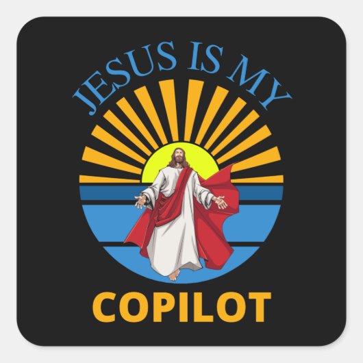 STICKER CARRÉ JÉSUS EST MON COPILOTE (Devant)