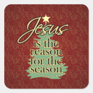 Sticker Carré Jésus est Noël de chrétien de raison
