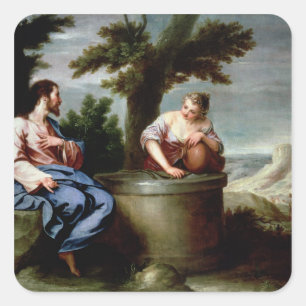 Sticker Carré Jésus et la femme samaritaine