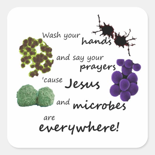 Sticker Carré Jésus et les microbes (Devant)