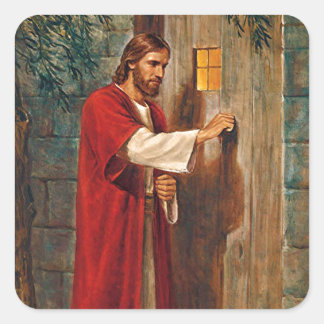 Sticker Carré Jésus frappe à la porte
