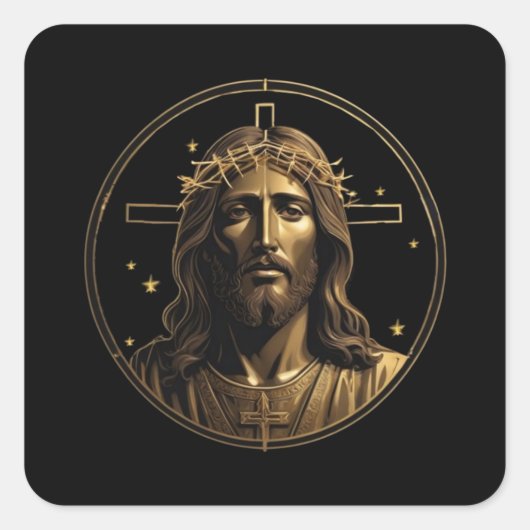Sticker Carré Jésus Gold 1 (Devant)