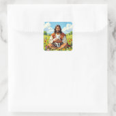 Sticker Carré Jesus holding a Lamb | Religious Christian (Sac)