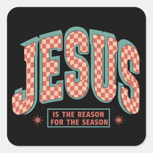 Sticker Carré Jesus Is The Reason Christmas Christian Retro (Devant)