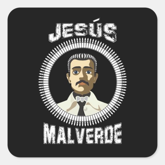 Sticker Carré Jésus Malverde Héros mexicain Cadeau Jesus Malverd (Devant)