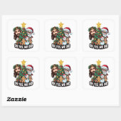 Sticker Carré Jesus Santa Christmas Tree Oh Yes (Feuille)