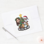 Sticker Carré Jesus Santa Christmas Tree Oh Yes (Enveloppe)