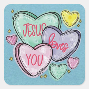 Sticker Carré Jésus t'aime