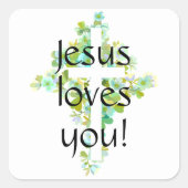Sticker Carré Jésus t'aime ! (Devant)