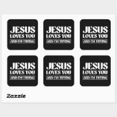 Sticker Carré Jésus t'aime et j'essaie (Feuille)