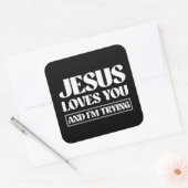 Sticker Carré Jésus t'aime et j'essaie (Enveloppe)