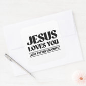 Sticker Carré Jésus t'aime mais je suis son préféré (Enveloppe)