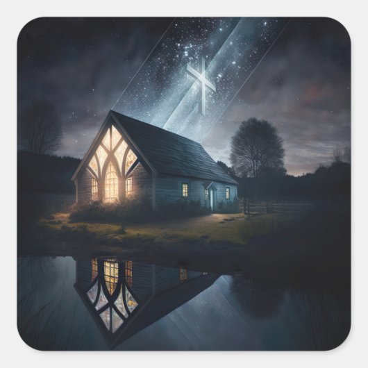 Sticker Carré Jésus vit ici (Devant)