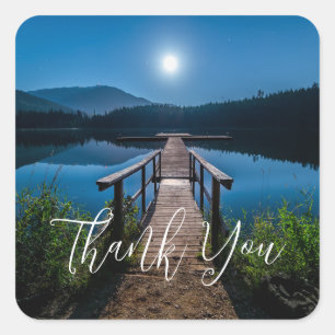 Sticker Carré Jetée à la nuit sous un Merci de Pleine lune