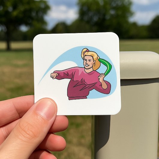 Sticker Carré Jeter Un Boomerang