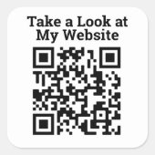 Sticker Carré Jetez un coup d'oeil à mon site Web en ligne QR Co (Devant)
