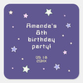 Sticker Carré Jeu d'arcade rétro mignon pour l'anniversaire des  (Devant)