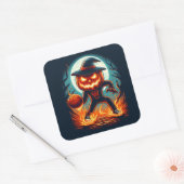 Sticker Carré Jeu de basket-ball Jack-o-Lantern Halloween (Enveloppe)