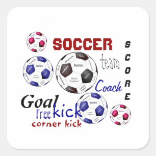 Sticker Carré Jeu De Football Motivationnel, Mots Sportifs