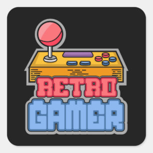 Sticker Carré Jeu de jeu Retro Gamer Console Vidéo Jeu cadeau