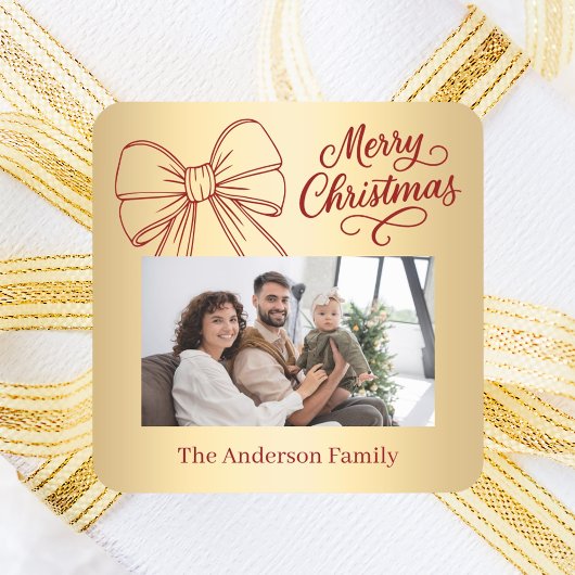 Sticker Carré Jeu de photos en or rouge