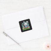 Sticker Carré Jeu de pixels de lapin de Pâques heureux  (Enveloppe)