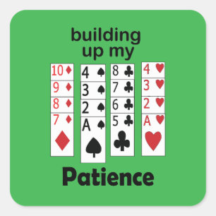 Sticker Carré Jeu de Solitaire qui Renforce Ma Patience Citation