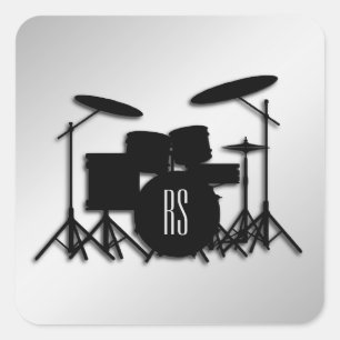 Sticker Carré Jeu de tambour Monogramme Argent