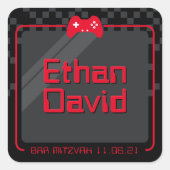 Sticker Carré JEU MODERNE tendance cool fun noir rouge (Devant)