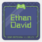 Sticker Carré JEU MODERNE tendance marine bleu néon vert (Devant)