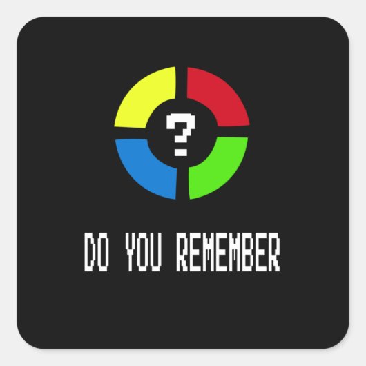 Sticker Carré Jeu - Never Forget Is 80's Gamer Gadget (Devant)