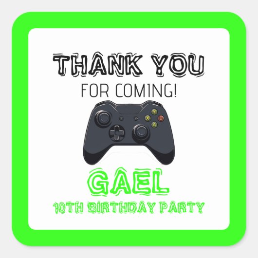 Sticker Carré Jeu Vidéo Vert Gamer Boy Truck (Devant)