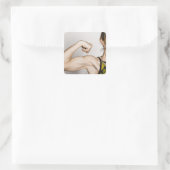 Sticker Carré Jeune femme blonde flexion du muscle bicep pendant (Sac)