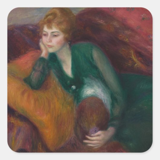 Sticker Carré Jeune femme en vert, William James Glackens (Devant)